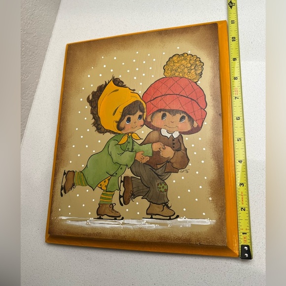 Vintage Plaque Children Ice Skating Boy Girl 1970s 1975 - Picture 8 of 8